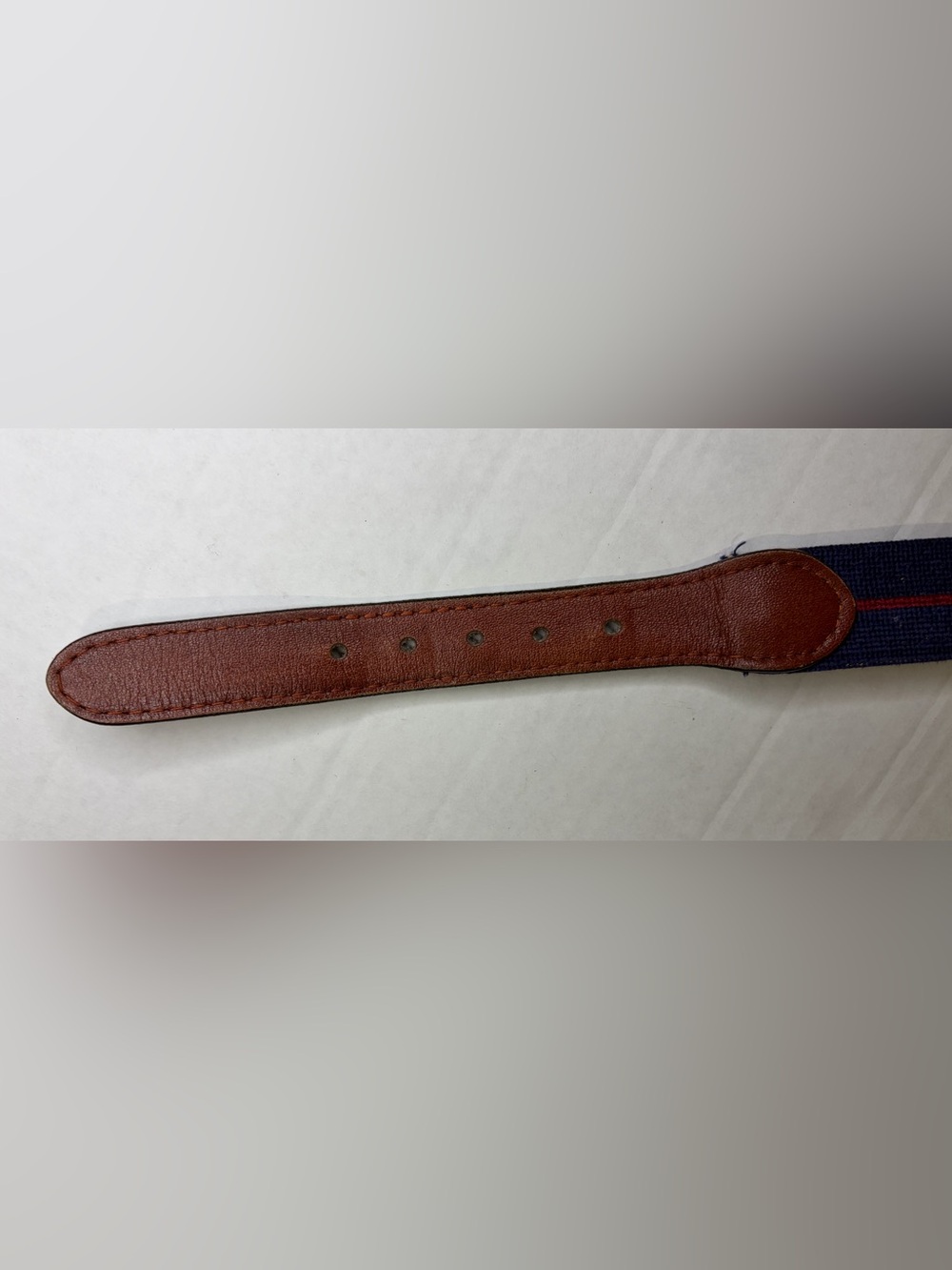 Smathers & Branson Crossed Tennis Racquets Needlepoint Belt Size 32 Navy Brass - Picture 5 of 8